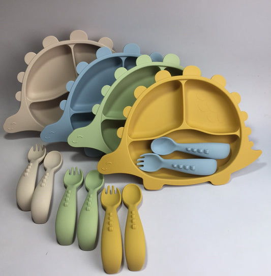Silicone Stegosaurus Dinosaur Feeding Set