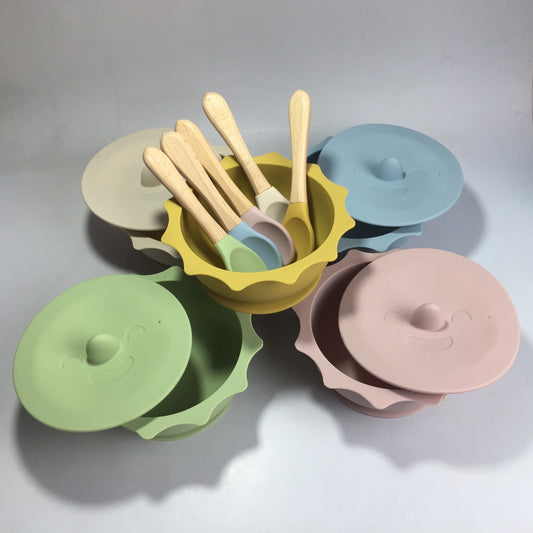 Silicone Sun Design Suction Bowl Feeding Set