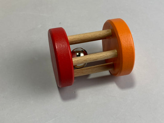 Wooden Rolling Rattle Bell Toy