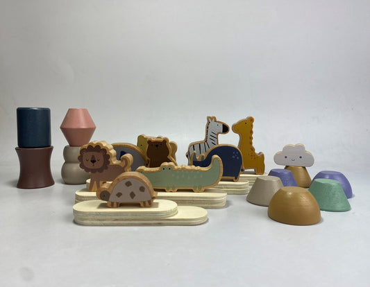 Wooden Animal Balance Stacking Blocks