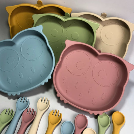 Silicone Owl Design Feeding Set