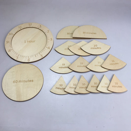 Wooden Time Fraction Learning Clock